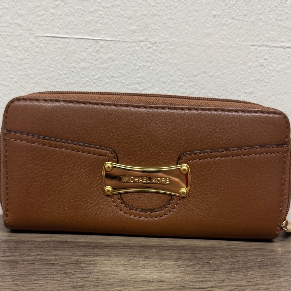 Michael Kors Tan Wallet with Gold Accents